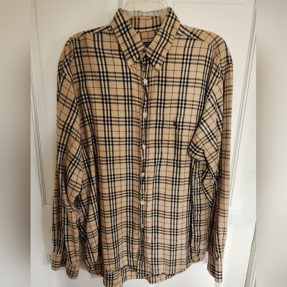 Vintage Burberry Of London Button Down Nova Check Plaid Shirt Men’s Size L